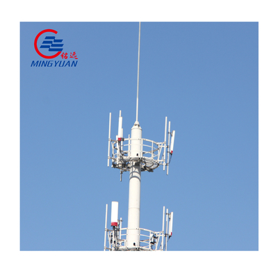 Round Monopole Telecommunications Tower Tapered Mast Galvanized With Working Platform