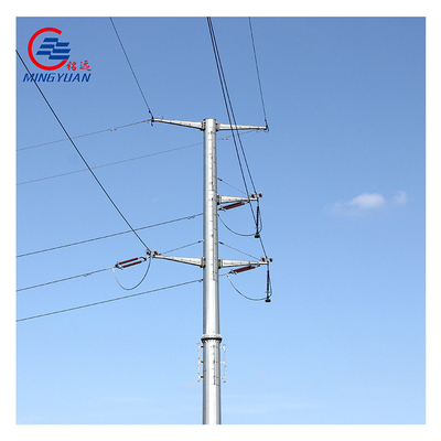 Hot Dip Galvanized Steel Utility Pole 220kV For Light Transmission Tubular