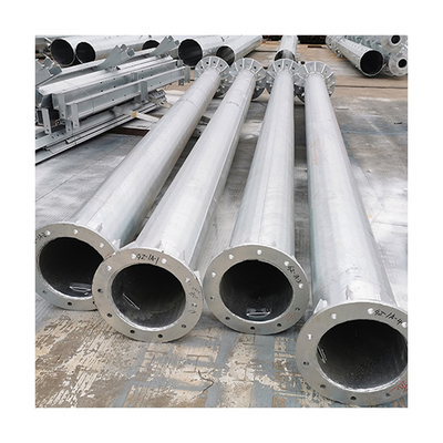 Hot Dip Galvanized Steel Utility Pole 220kV For Light Transmission Tubular