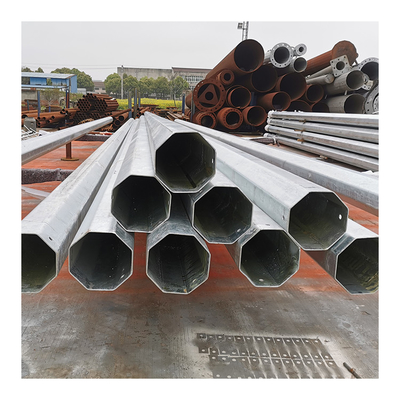 Hot Dip Galvanized Steel Utility Pole 220kV For Light Transmission Tubular