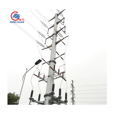 Electric Transmission Steel Utility Pole Hot Dip Galvanized Metal ASTM123 GR50