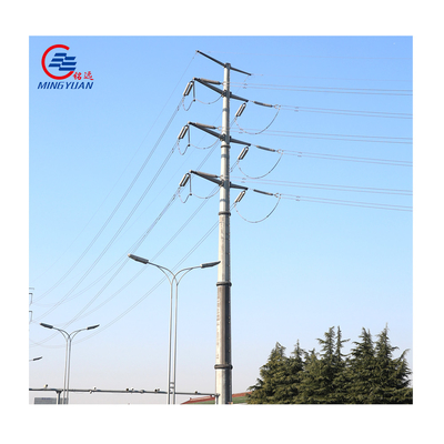 14m Steel Utility Pole Power Transmission , Galvanized Tubular Steel Pole