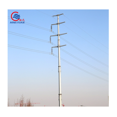 14m Steel Utility Pole Power Transmission , Galvanized Tubular Steel Pole