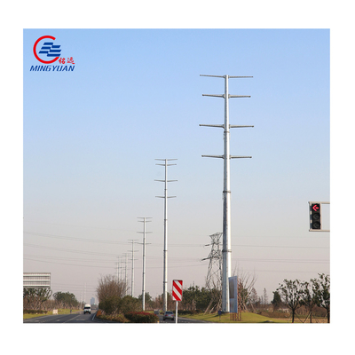 14m Steel Utility Pole Power Transmission , Galvanized Tubular Steel Pole