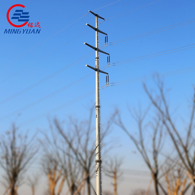 110kv Galvanized High Voltage Electric Pole Hexadecagon 9m Utility