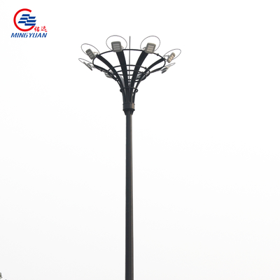 15-55m High Mast Solar Street Light Q235b Galvanized Pole With Automatic Lifting System