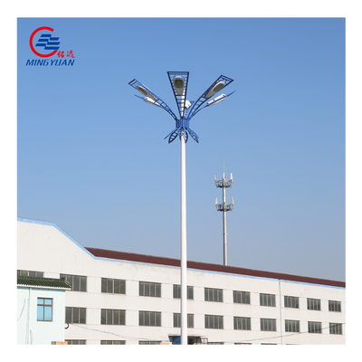 15-55m High Mast Solar Street Light Q235b Galvanized Pole With Automatic Lifting System