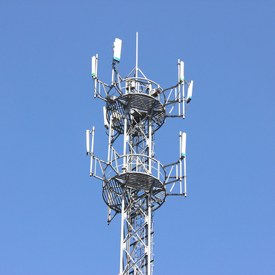 30m Triangular Tubular Steel Tower , Circular Microwave Communication Tower