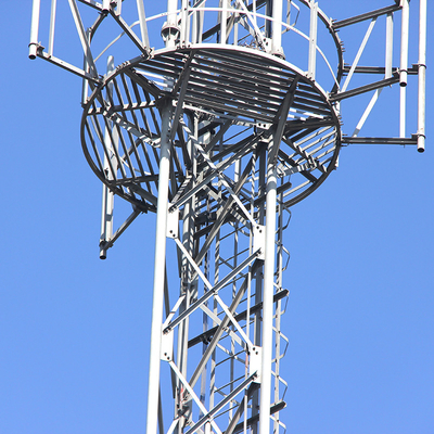 30m Triangular Tubular Steel Tower , Circular Microwave Communication Tower