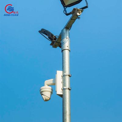 Hot Dipped Galvanized CCTV Camera Lamp Post Conical Security Mast