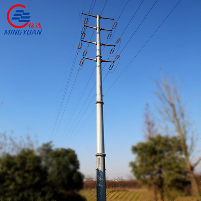 Hot Dip 12m Galvanized Steel Power Pole 138kv Electric