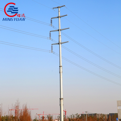 33kv Conical Steel Distribution Poles Galvanized High Voltage Power Lines