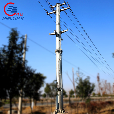 33kv Conical Steel Distribution Poles Galvanized High Voltage Power Lines