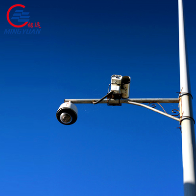 Tapered L Shaped Galvanized Solar CCTV Pole Camera Mounting Extension Q460