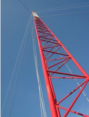 Q355b 25m Guyed Cell Tower Q460 GSM Wire Mast Steel Pole
