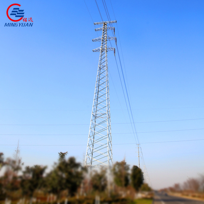 Galvanized Utility Lattice Steel Tower Metal Electric Poles Column For Distribution Lines
