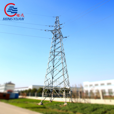 Galvanized Utility Lattice Steel Tower Metal Electric Poles Column For Distribution Lines