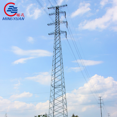 Galvanized Utility Lattice Steel Tower Metal Electric Poles Column For Distribution Lines