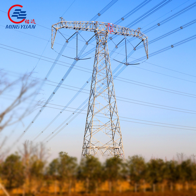 Galvanized Utility Lattice Steel Tower Metal Electric Poles Column For Distribution Lines