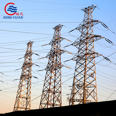 Galvanized Utility Lattice Steel Tower Metal Electric Poles Column For Distribution Lines