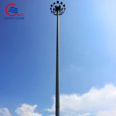 Q345 S355 High Mast Light Pole With Ladders HDG Steel Tubular Lamp For Square Airport