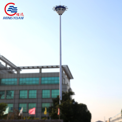 42m Q345 High Mast Flood Light Pole Galvanized Steel Street Lamp Football Stadium
