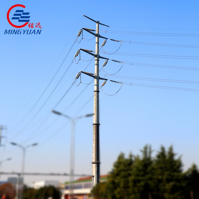 110 Kv Monopole Electric Transmission Tower Galvanized Hexagon Steel